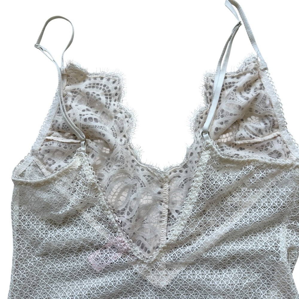 Victoria's Secret Sexy Women's Ivory Lace Mesh Sheer Teddy Lingerie M Stretch - Picture 6 of 8